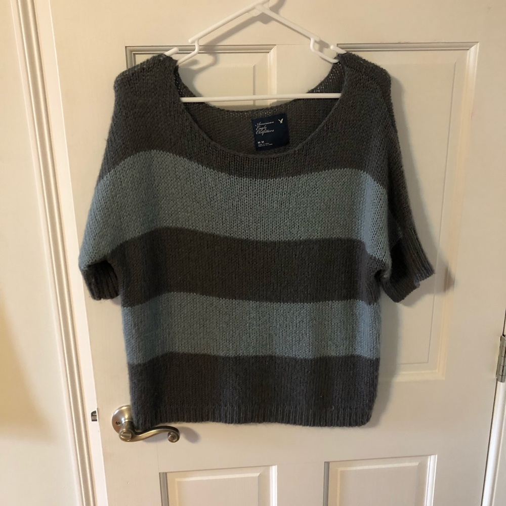 American eagle short sleeve sweater with stripes.